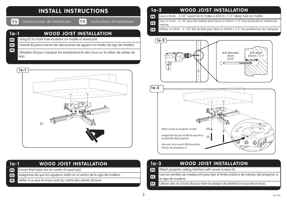 Install instructions, Wood joist installation 1a-1, Wood joist installation 1a-3 | Wood joist installation 1a-2 | Crimson JR2 User Manual | Page 3 / 7