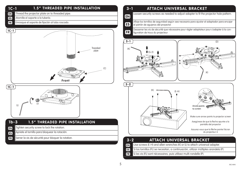 Attach universal bracket 3-2, 1 attach universal bracket, 1c-1 | 1b-3 | Crimson JR2 User Manual | Page 5 / 7