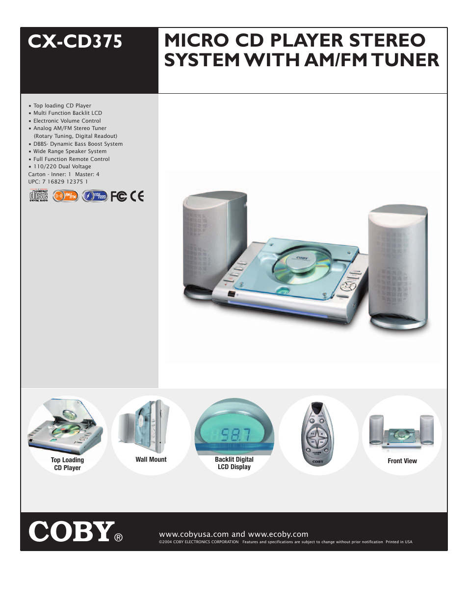 COBY CX-CD375 User Manual | 1 page