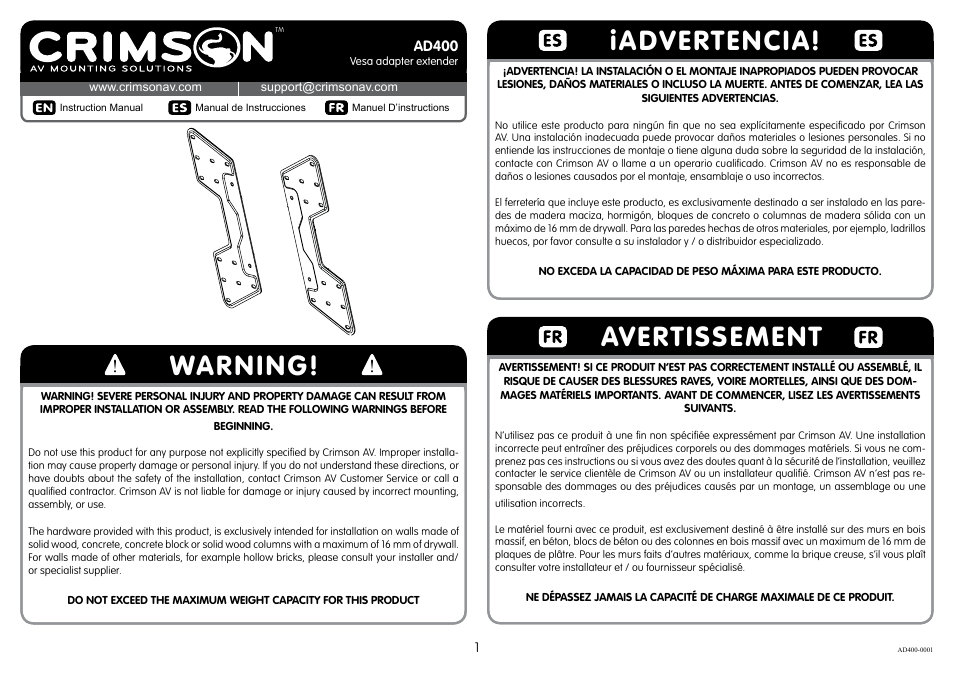 Crimson AD400 User Manual | 4 pages