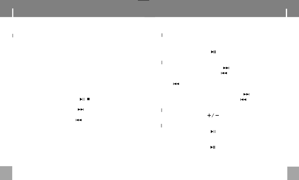 Search, Music playback, Playing music | Adjusting tracks, Adjusting volume, Pause playback, Searching for music/ voice/ playlist files | COBY electronic MPC751 User Manual | Page 9 / 16