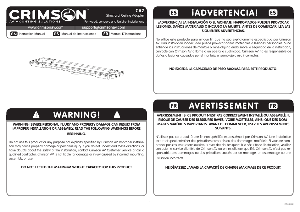 Crimson CA2 User Manual | 5 pages