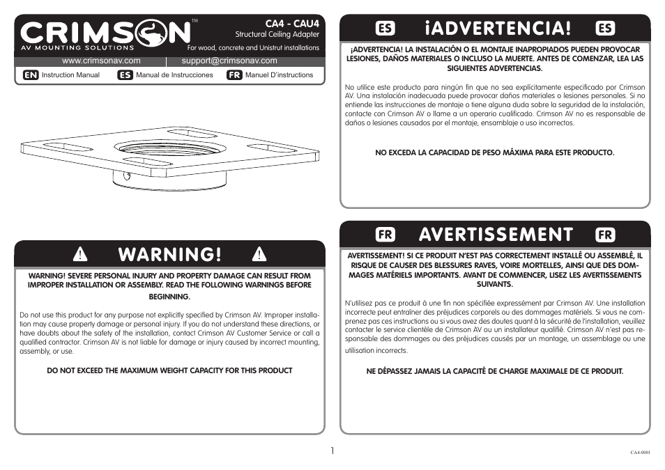 Crimson CA4 User Manual | 5 pages