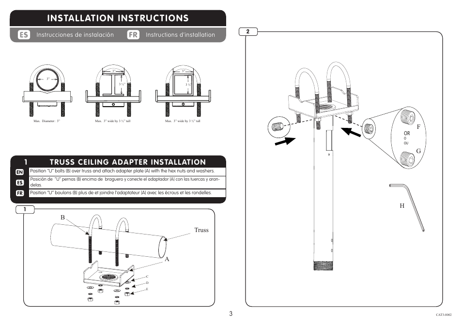 Installation instructions, Truss ceiling adapter installation 1 | Crimson CAT3 User Manual | Page 3 / 4