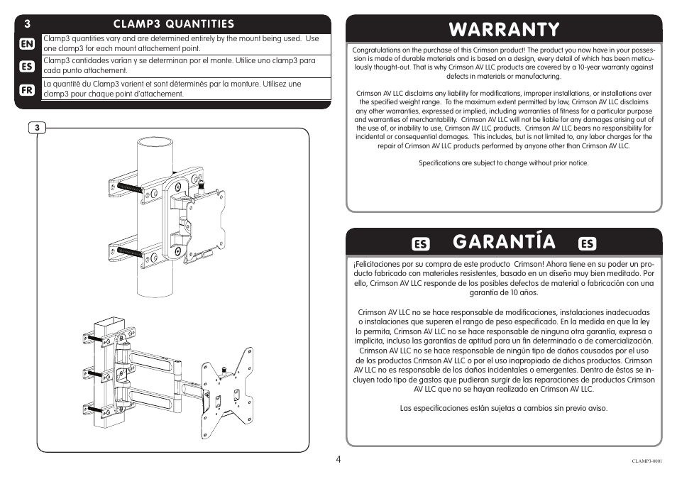 Warranty garantía | Crimson CLAMP3 User Manual | Page 4 / 5