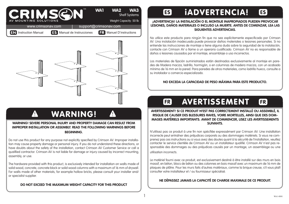 Crimson WA1 User Manual | 7 pages