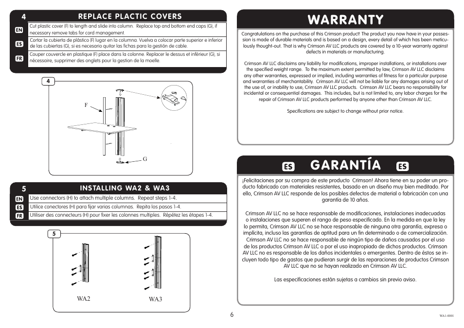 Warranty garantía | Crimson WA1 User Manual | Page 6 / 7