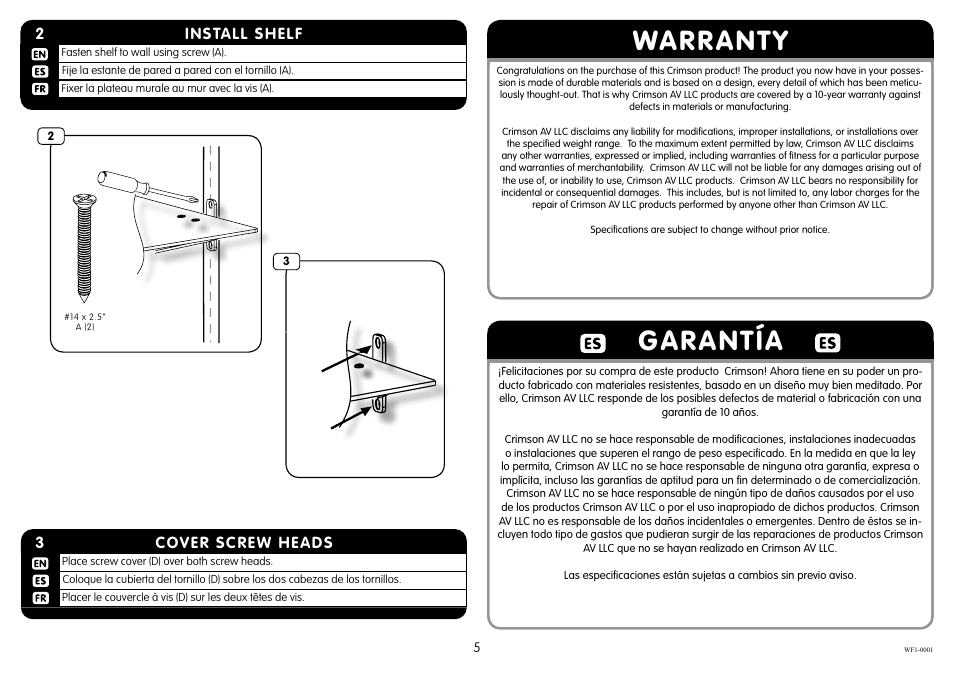 Warranty garantía | Crimson WF1 User Manual | Page 5 / 6