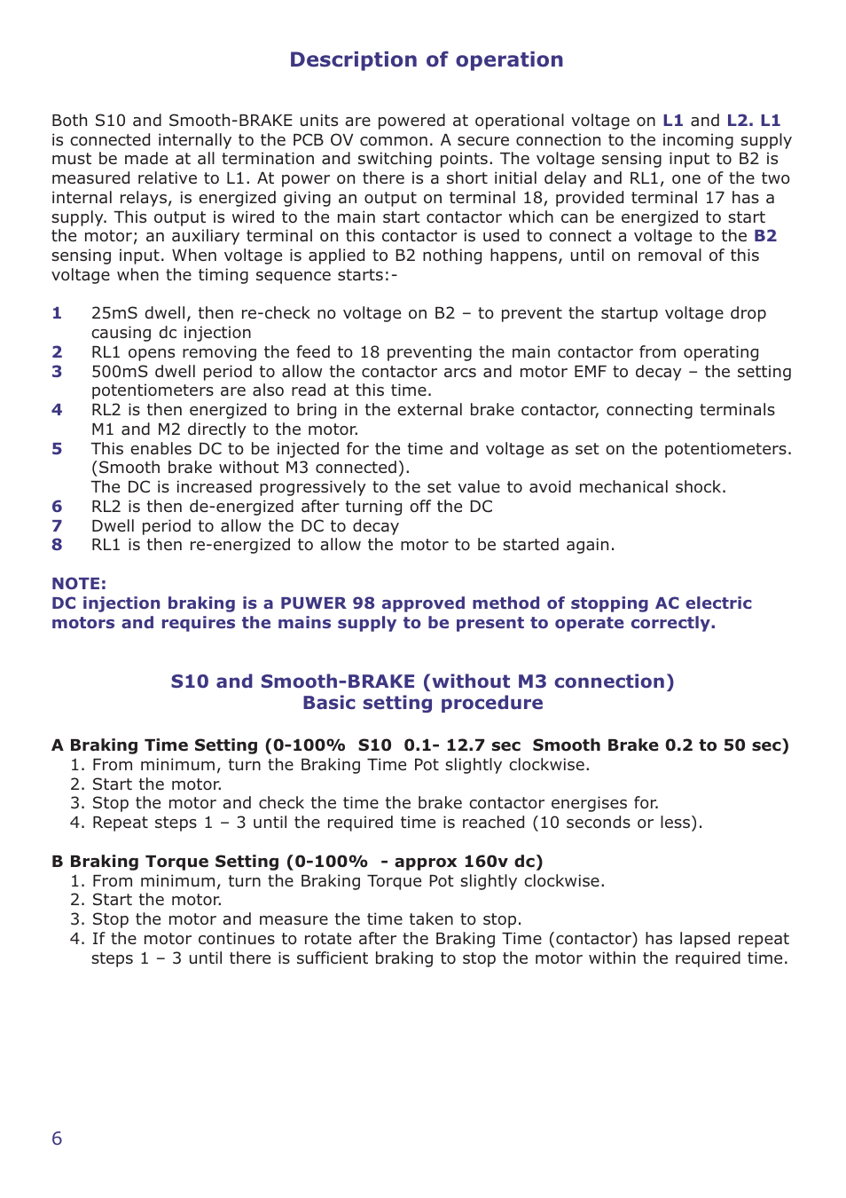 Description of operation | Crompton Controls 3DPM1CHS/10 User Manual | Page 6 / 16