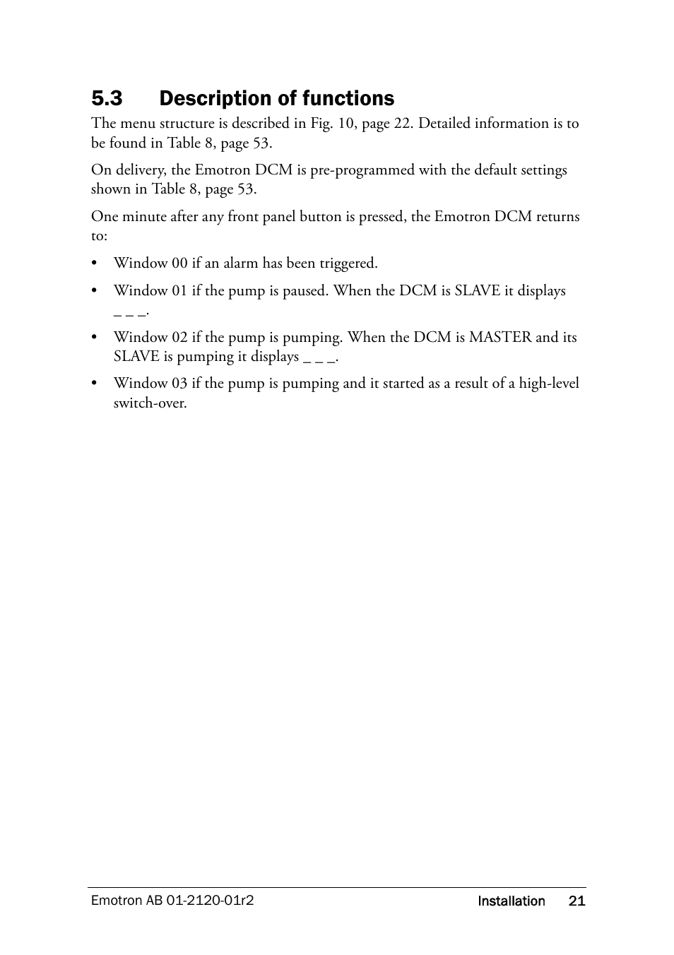 3 description of functions, Description of functions | Crompton Controls DCM User Manual | Page 22 / 64