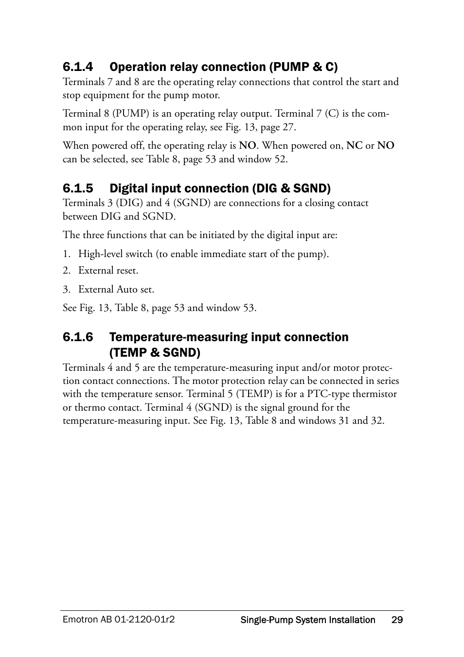 4 operation relay connection (pump & c), 5 digital input connection (dig & sgnd) | Crompton Controls DCM User Manual | Page 30 / 64