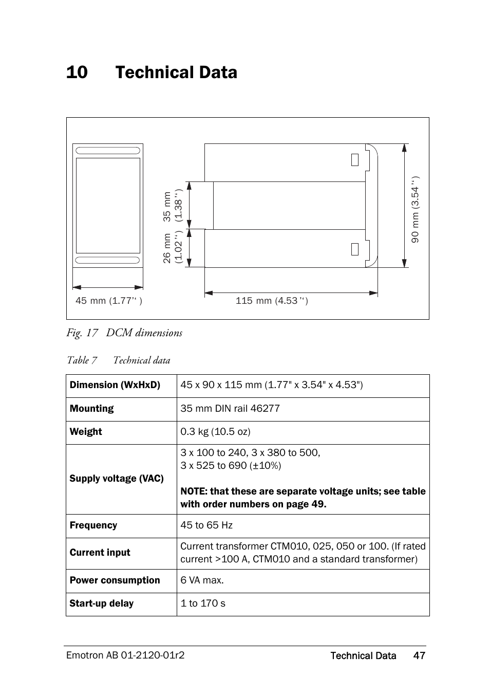 10 technical data, Technical data | Crompton Controls DCM User Manual | Page 48 / 64