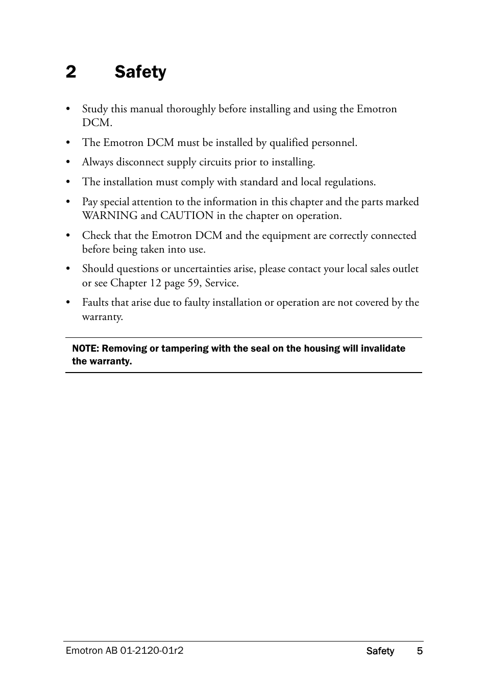 2 safety, Safety, 2safety | Crompton Controls DCM User Manual | Page 6 / 64
