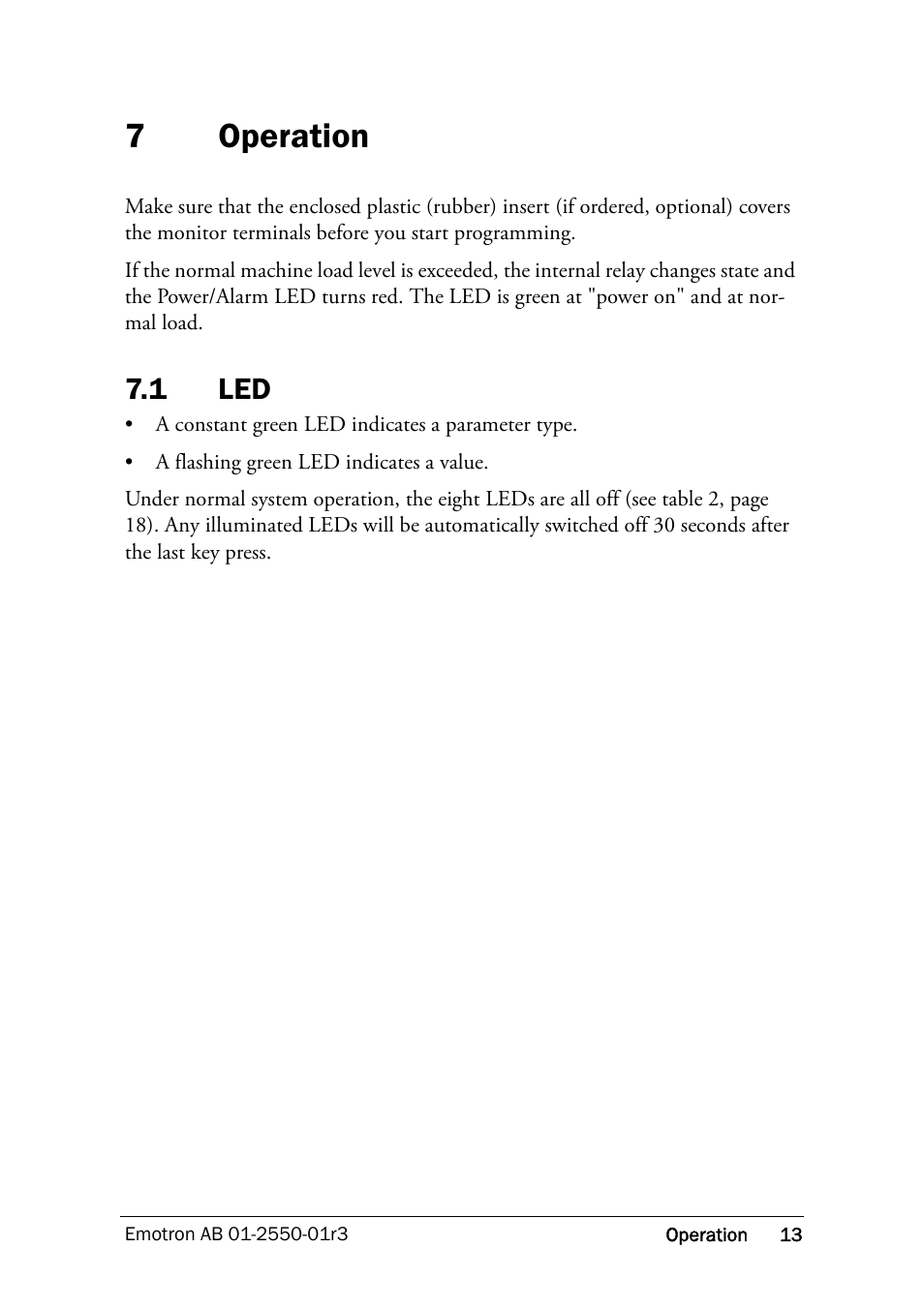 7 operation, 1 led, Operation | 7operation | Crompton Controls M10 User Manual | Page 15 / 34