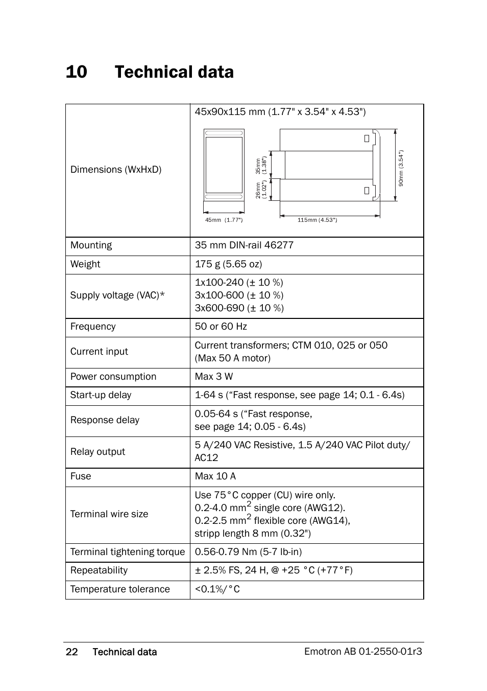 10 technical data, Technical data | Crompton Controls M10 User Manual | Page 24 / 34