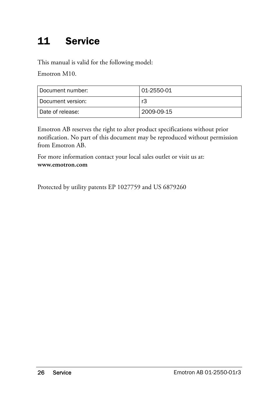 11 service, Service | Crompton Controls M10 User Manual | Page 28 / 34