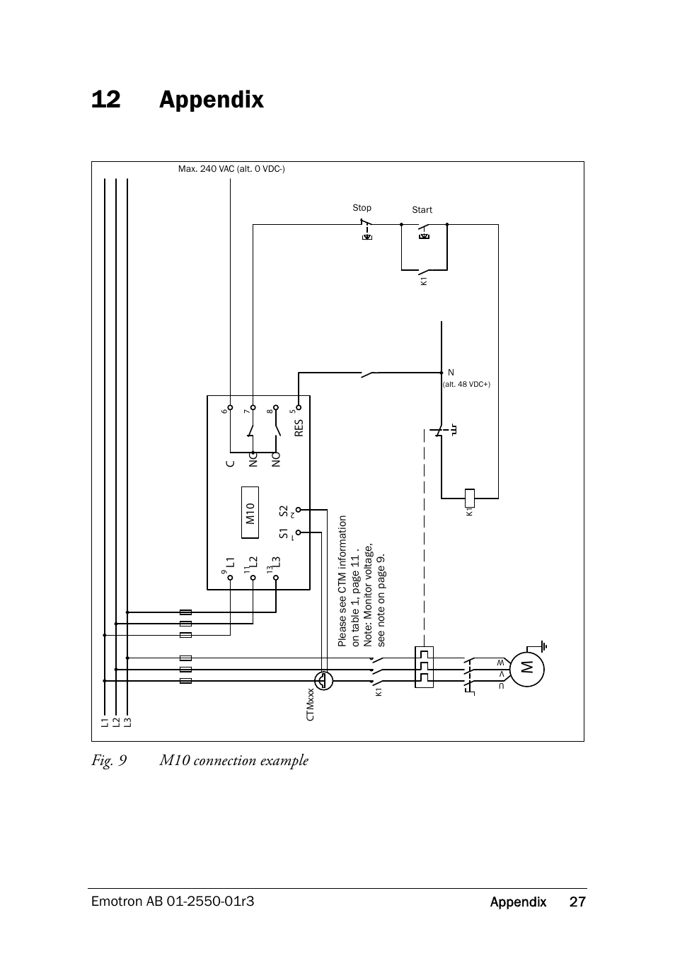 12 appendix, Fig. 9 m10 connection example, Appendix | Crompton Controls M10 User Manual | Page 29 / 34