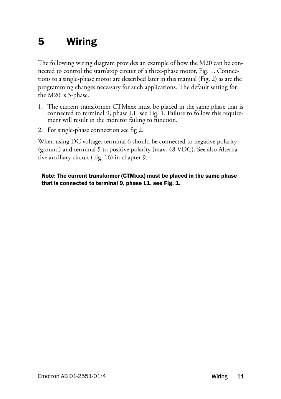 5 wiring, Wiring, Ing to chapter 5 and | 5wiring | Crompton Controls M20 User Manual | Page 12 / 56