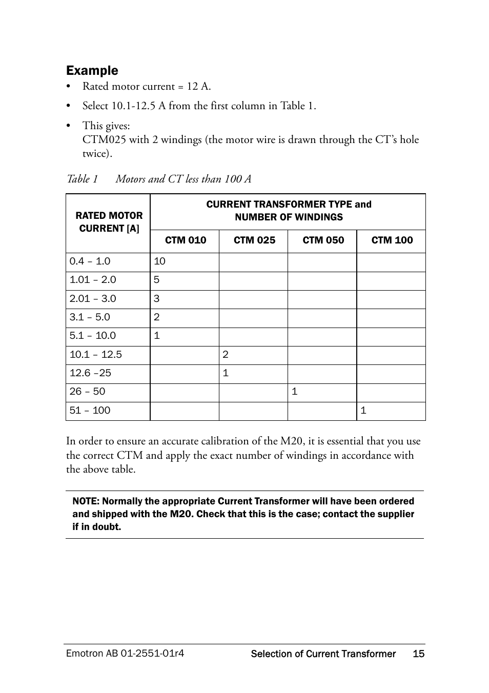 Example | Crompton Controls M20 User Manual | Page 16 / 56