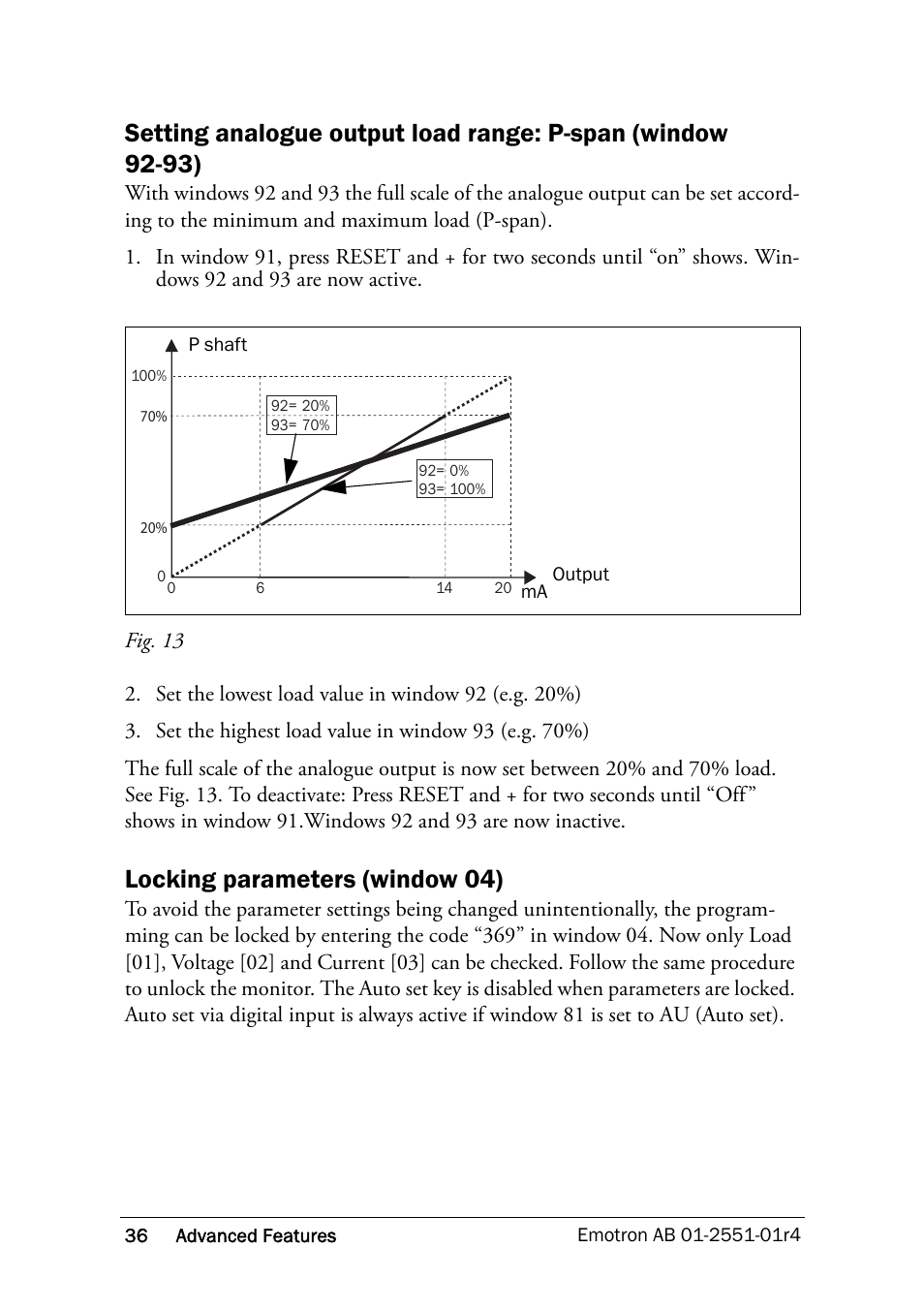 Locking parameters (window 04) | Crompton Controls M20 User Manual | Page 37 / 56