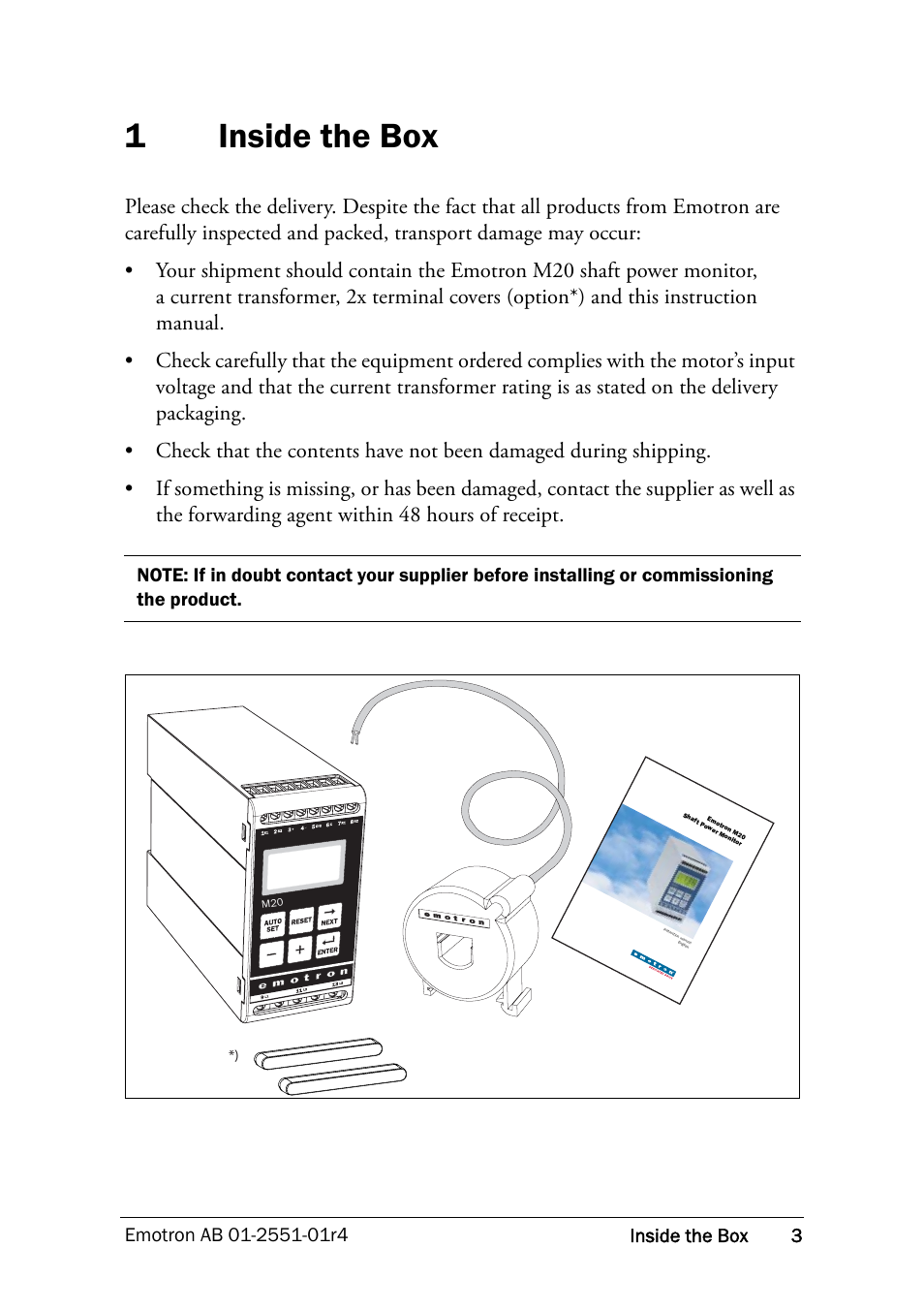 1 inside the box, Inside the box, 1inside the box | Crompton Controls M20 User Manual | Page 4 / 56