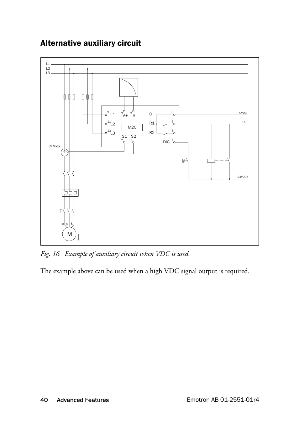 Uit (fig. 16), Alternative auxiliary circuit | Crompton Controls M20 User Manual | Page 41 / 56