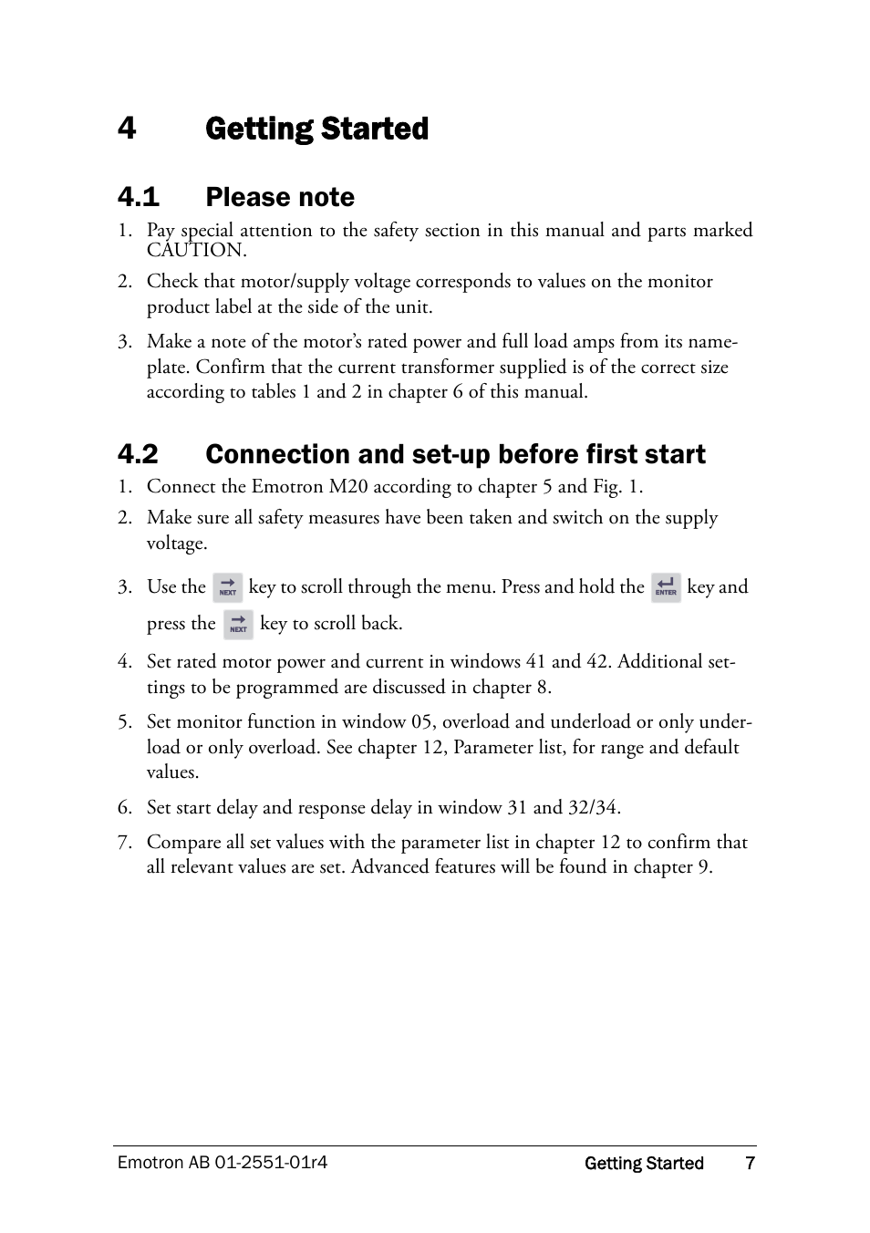4 getting started, 1 please note, 2 connection and set-up before first start | Getting started, Please note, Connection and set-up before first start, 4getting started | Crompton Controls M20 User Manual | Page 8 / 56