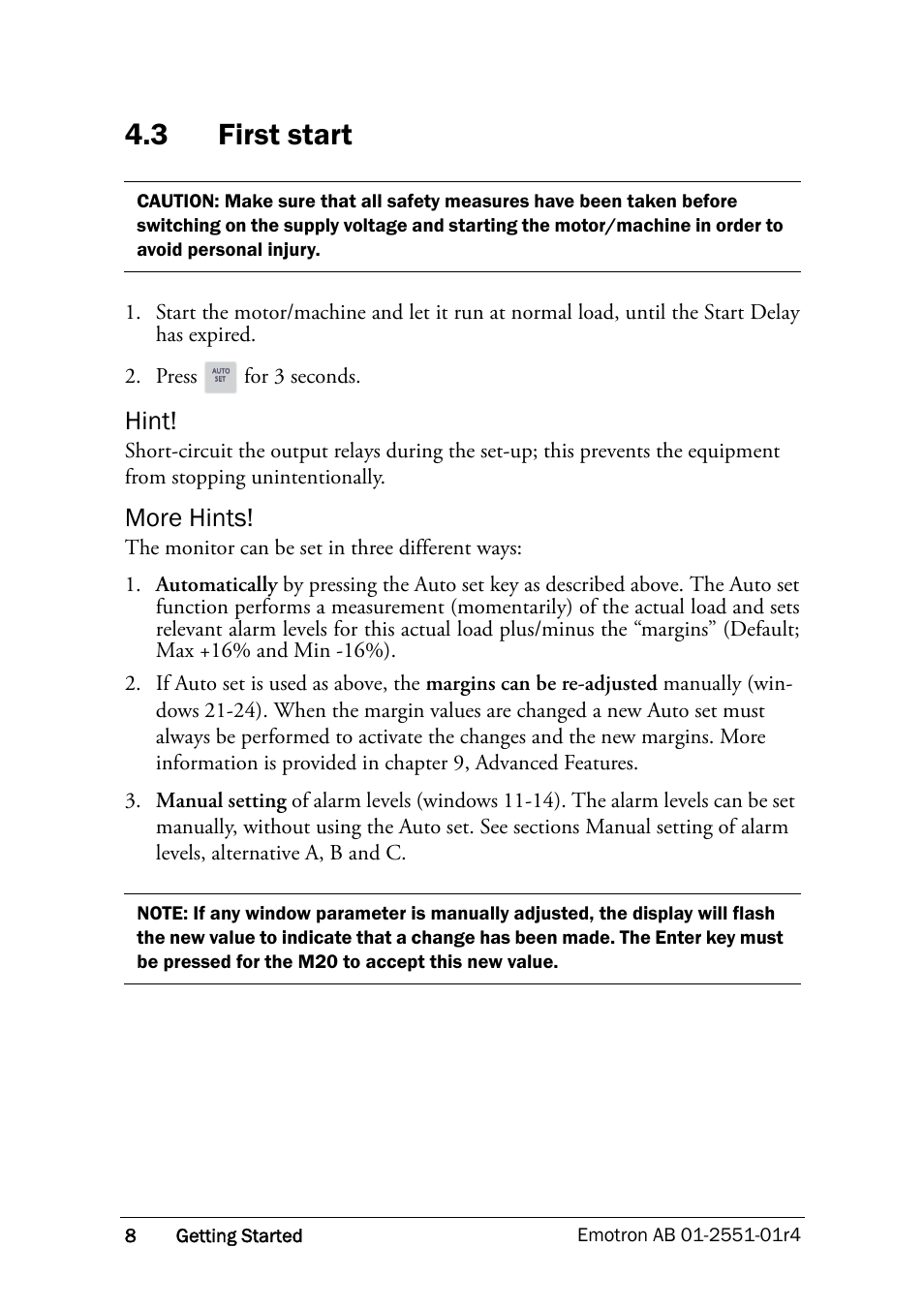 3 first start, First start, Hint | More hints | Crompton Controls M20 User Manual | Page 9 / 56