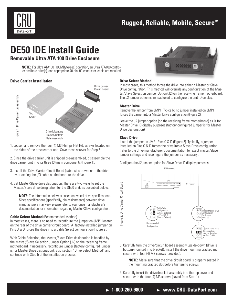 CRU DE50 IDE/PATA User Manual | 2 pages