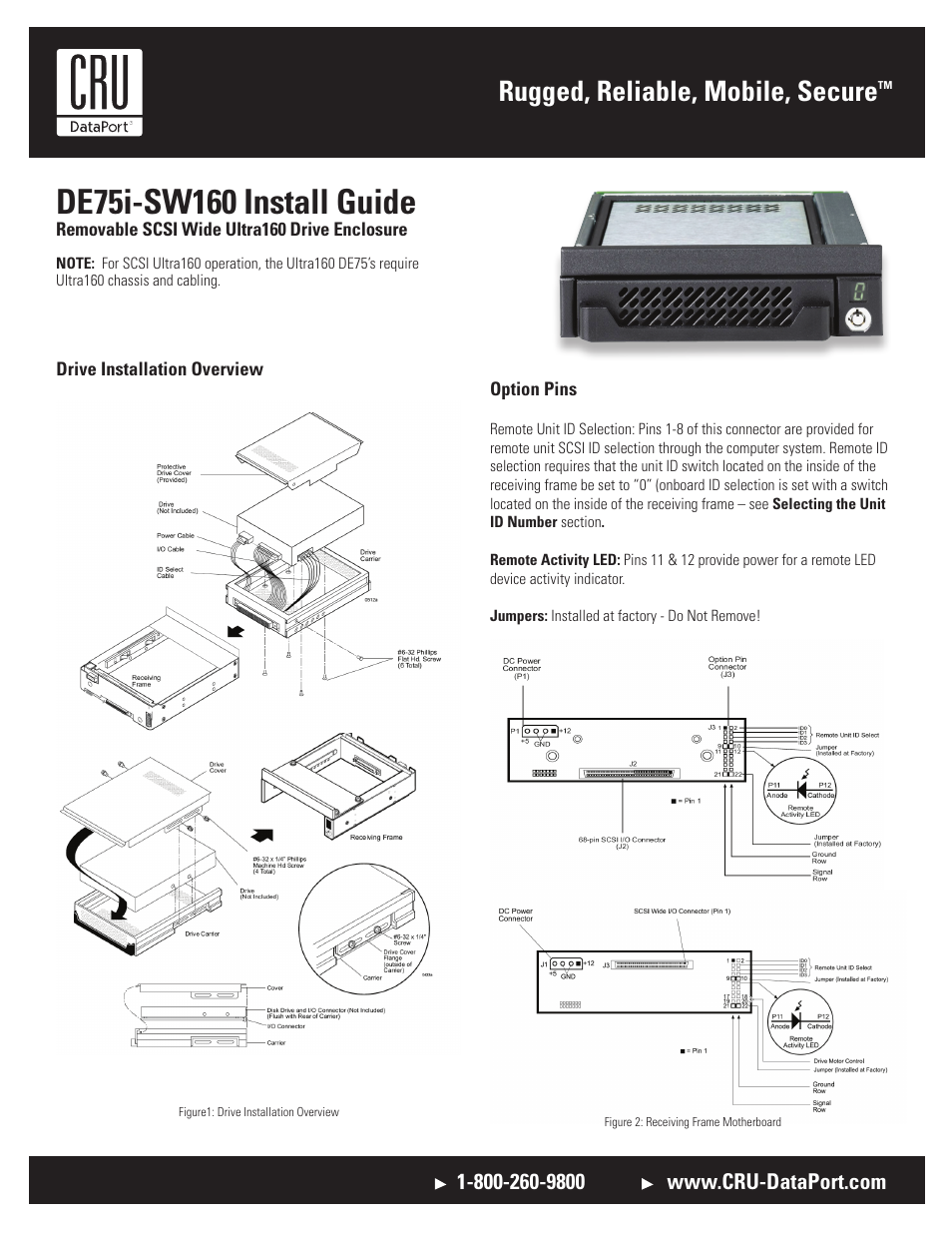 CRU DE75 68-pin U160 User Manual | 2 pages