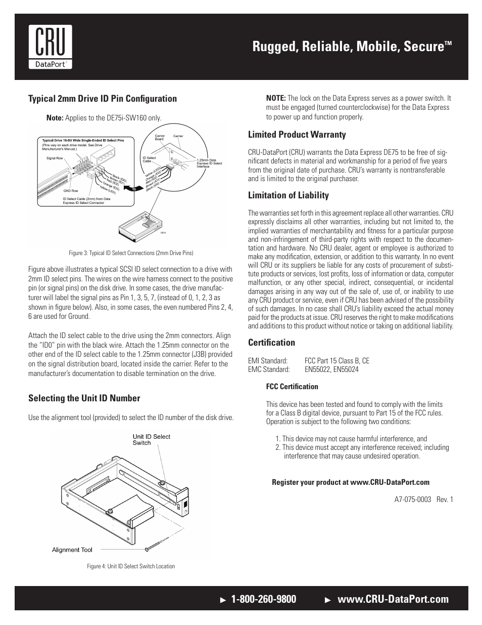 Rugged, reliable, mobile, secure | CRU DE75 68-pin U160 User Manual | Page 2 / 2