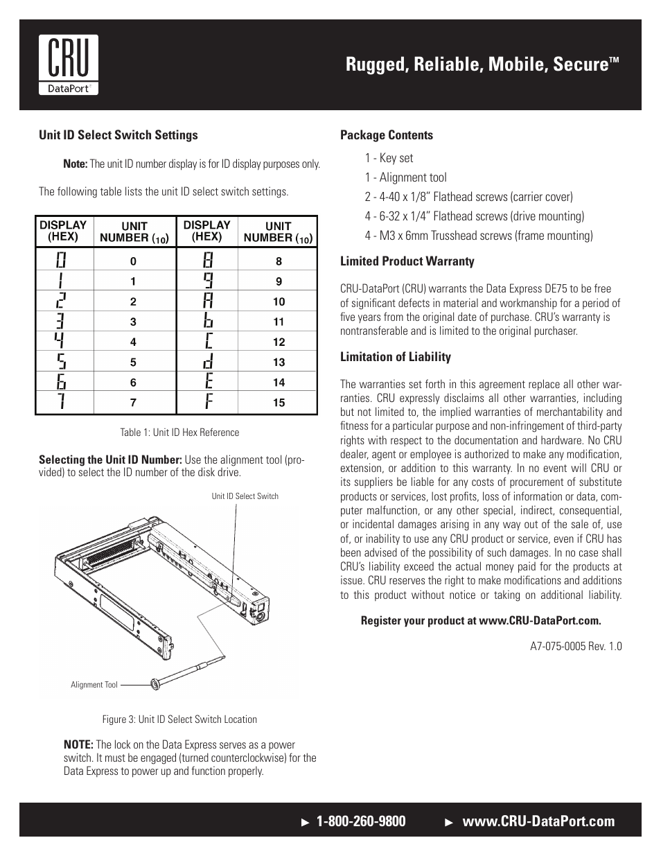 Rugged, reliable, mobile, secure | CRU DE75 SAS/SATA 3G User Manual | Page 2 / 2