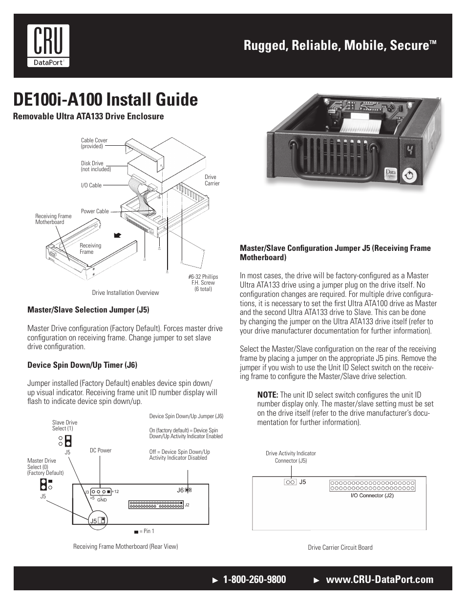 CRU DE100 IDE Carrier and Frame User Manual | 2 pages