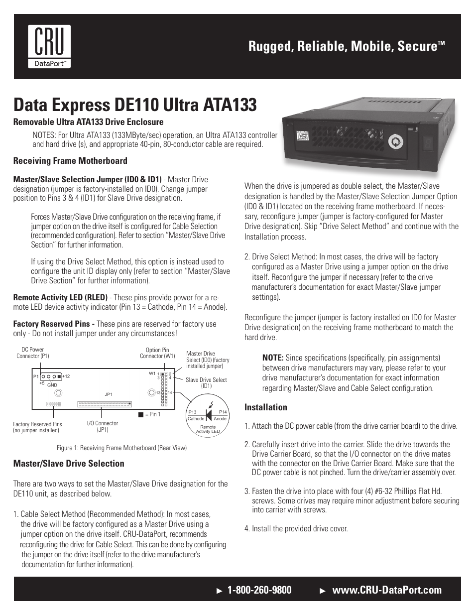 CRU DE110 IDE User Manual | 2 pages