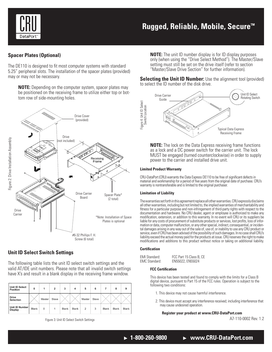 Rugged, reliable, mobile, secure | CRU DE110 IDE User Manual | Page 2 / 2