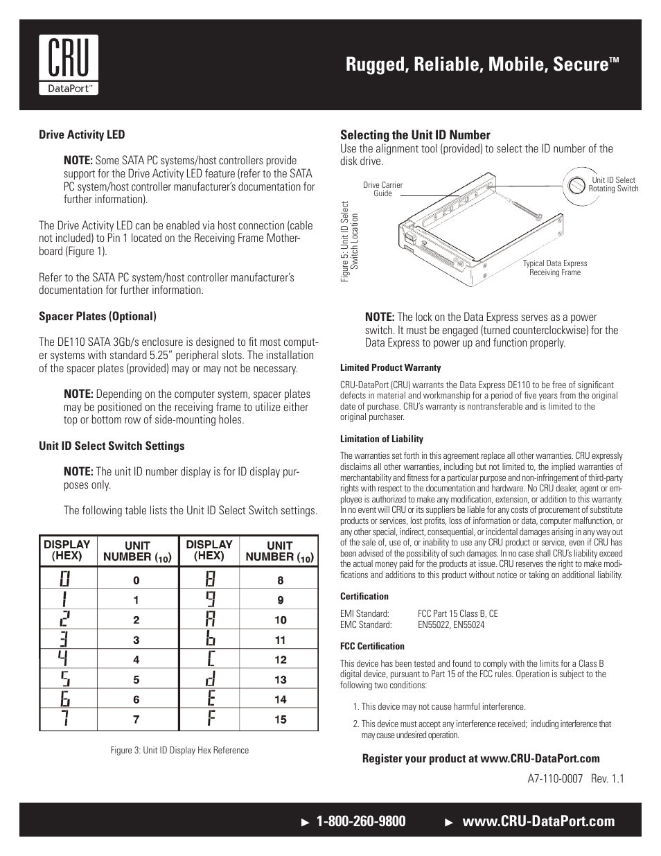 Rugged, reliable, mobile, secure | CRU DE110 SATA 3G User Manual | Page 2 / 2
