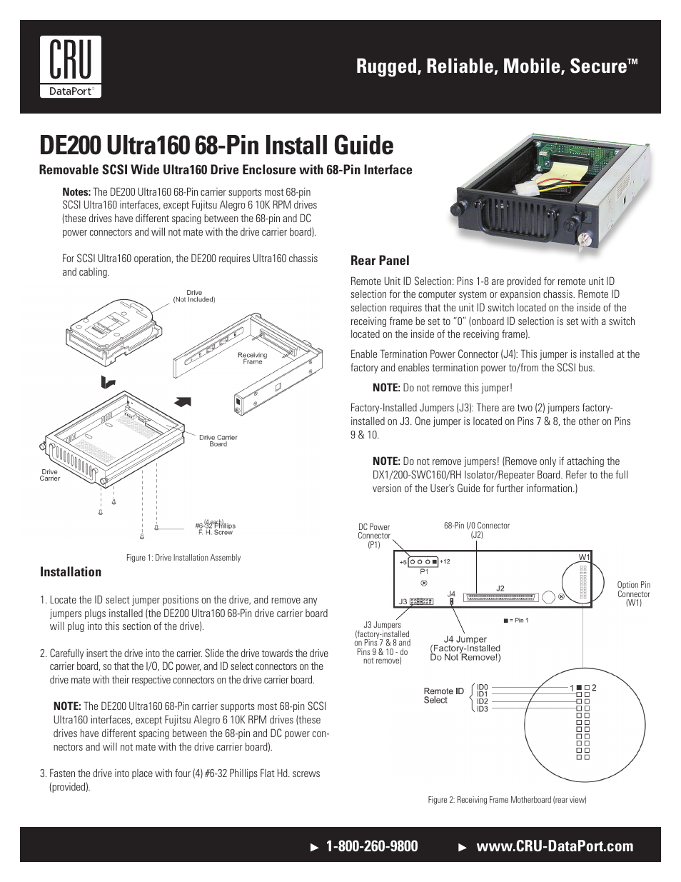 CRU DE200 SCSI User Manual | 2 pages