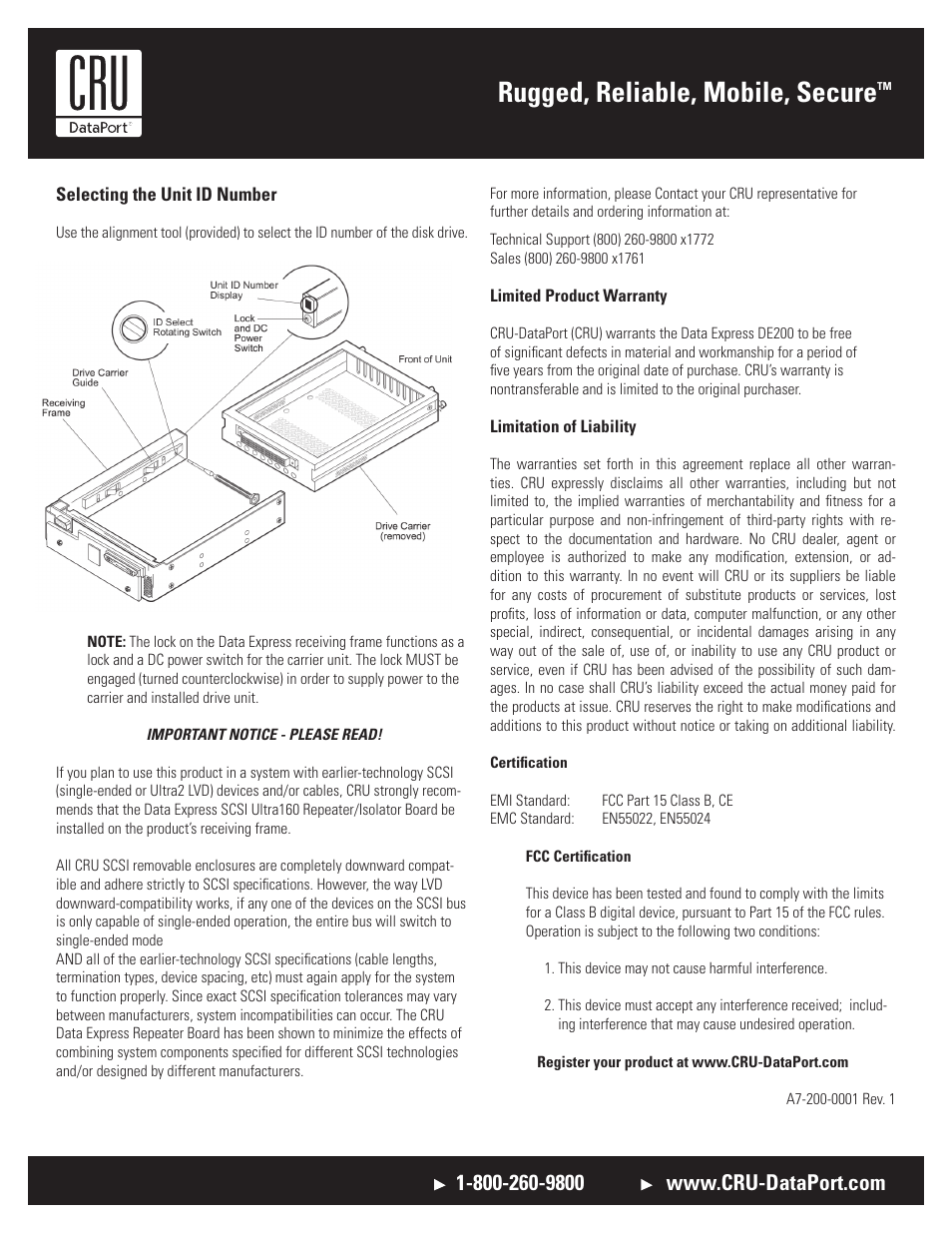 Rugged, reliable, mobile, secure | CRU DE200 SCSI User Manual | Page 2 / 2