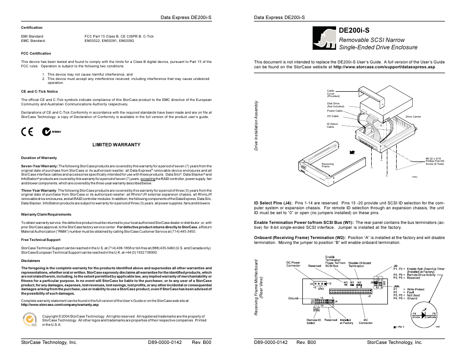 CRU DE200 SCSI User Manual | 2 pages