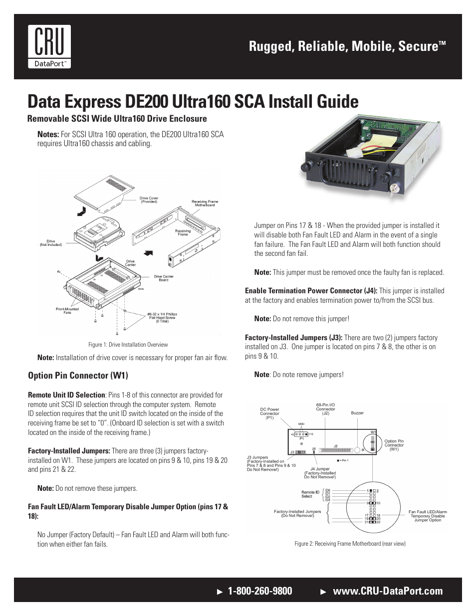 CRU DE200 SCSI User Manual | 2 pages