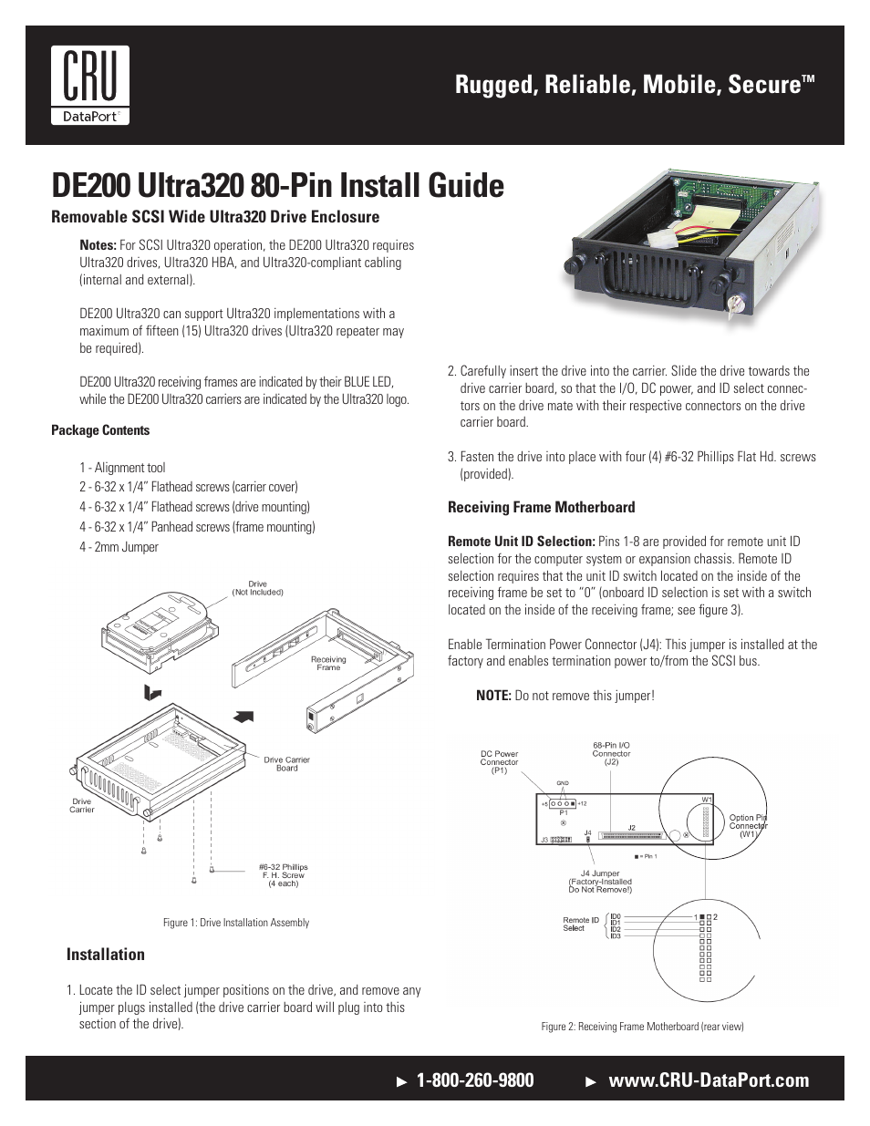 CRU DE200 SCSI User Manual | 2 pages