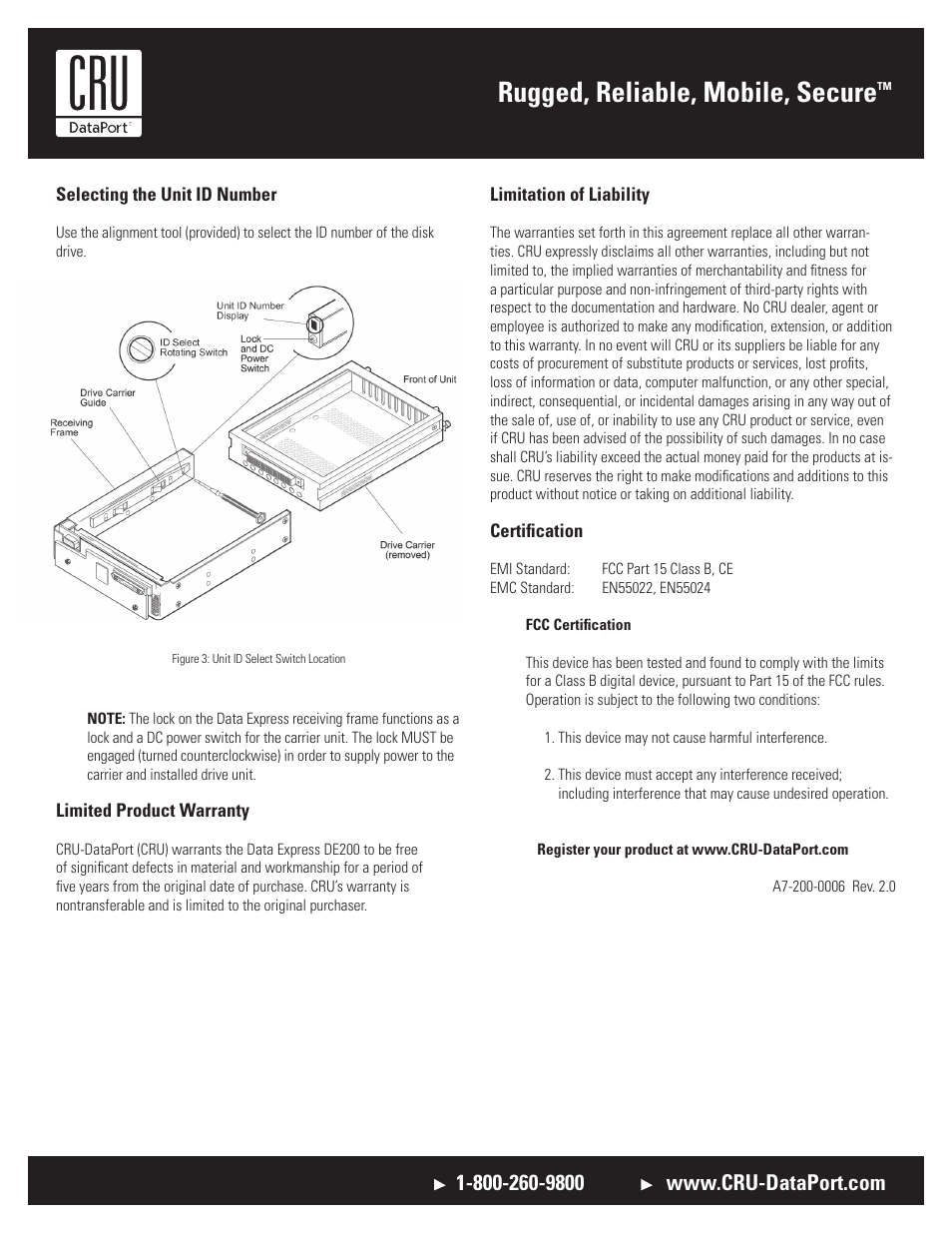 Rugged, reliable, mobile, secure | CRU DE200 SCSI User Manual | Page 2 / 2