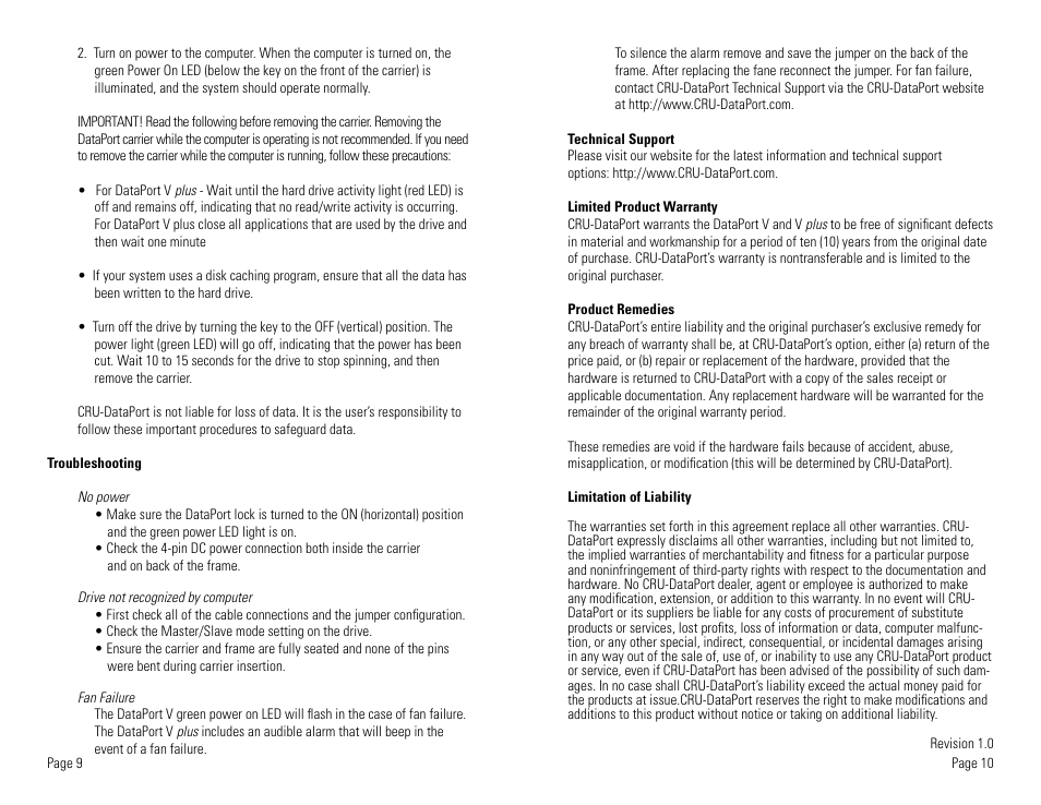 CRU DataPort 5 IDE/ATA-6 User Manual | Page 7 / 7