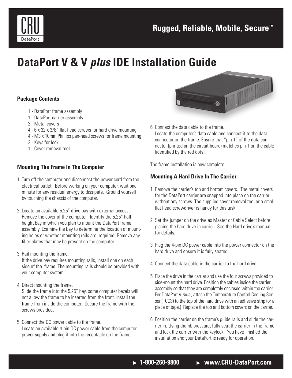 CRU DataPort 5 IDE/ATA-6 User Manual | 2 pages