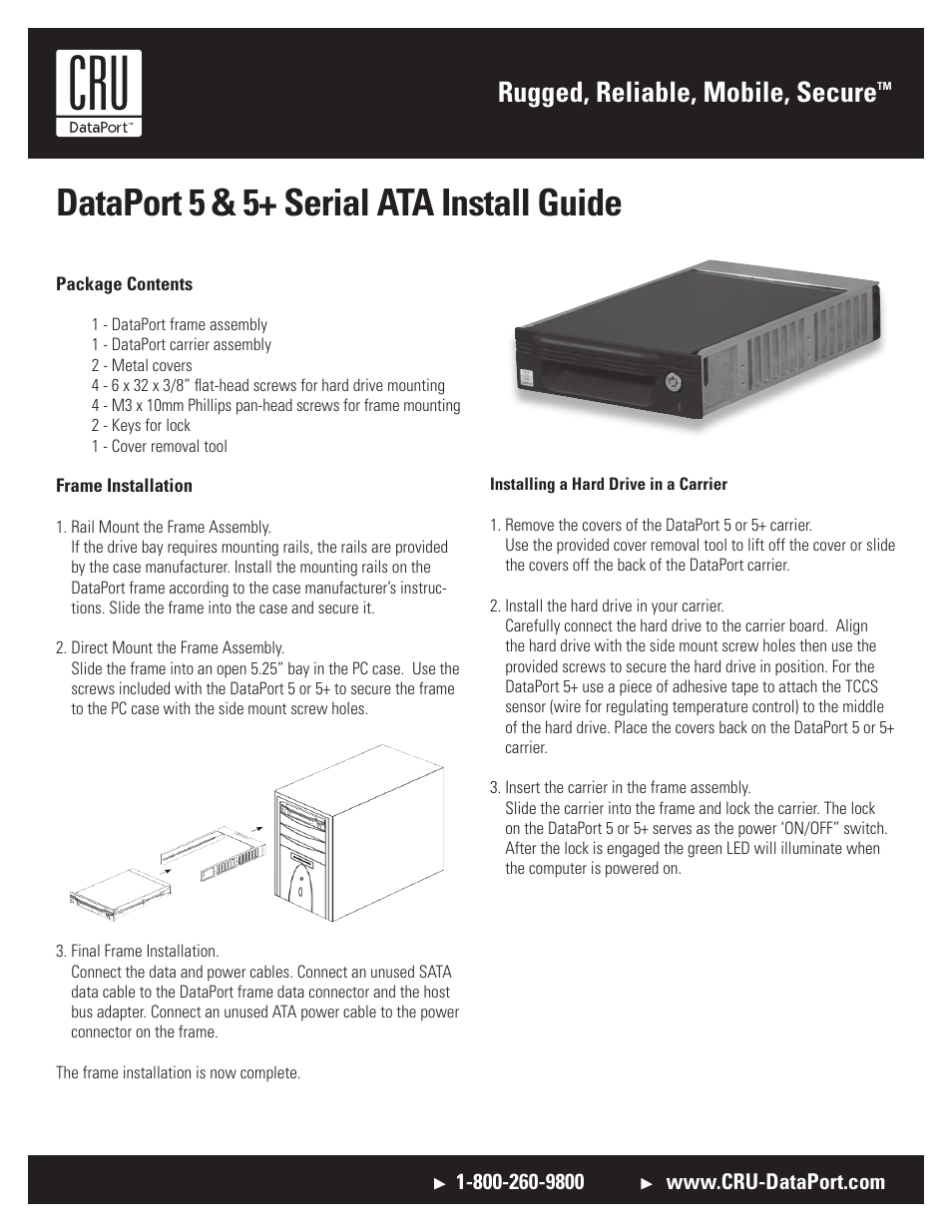 CRU DataPort 5 SATA 3G User Manual | 2 pages