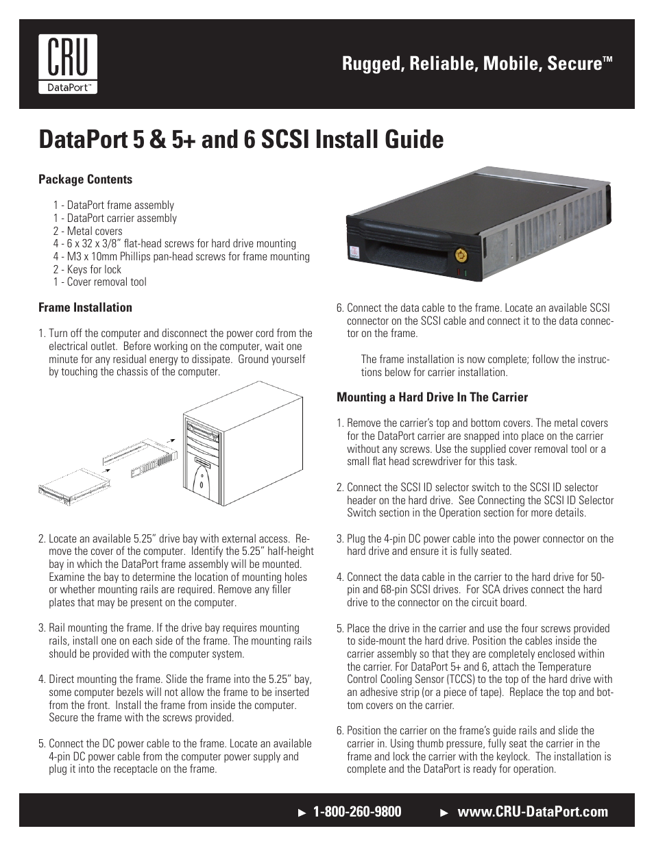 CRU DataPort 5 Plus SCSI UW User Manual | 2 pages
