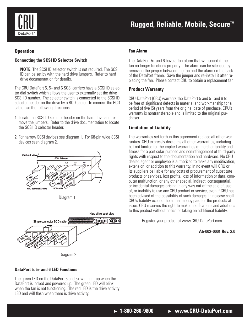 Rugged, reliable, mobile, secure | CRU DataPort 5 Plus SCSI UW User Manual | Page 2 / 2
