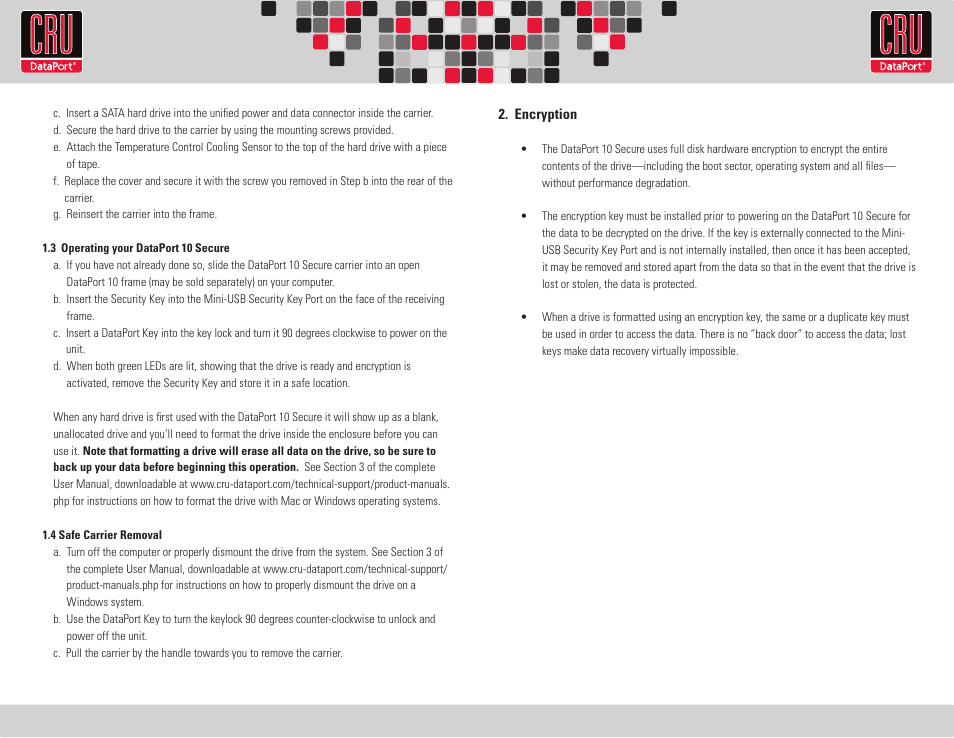 CRU DataPort 10 Secure 256-bit User Manual | Page 2 / 2