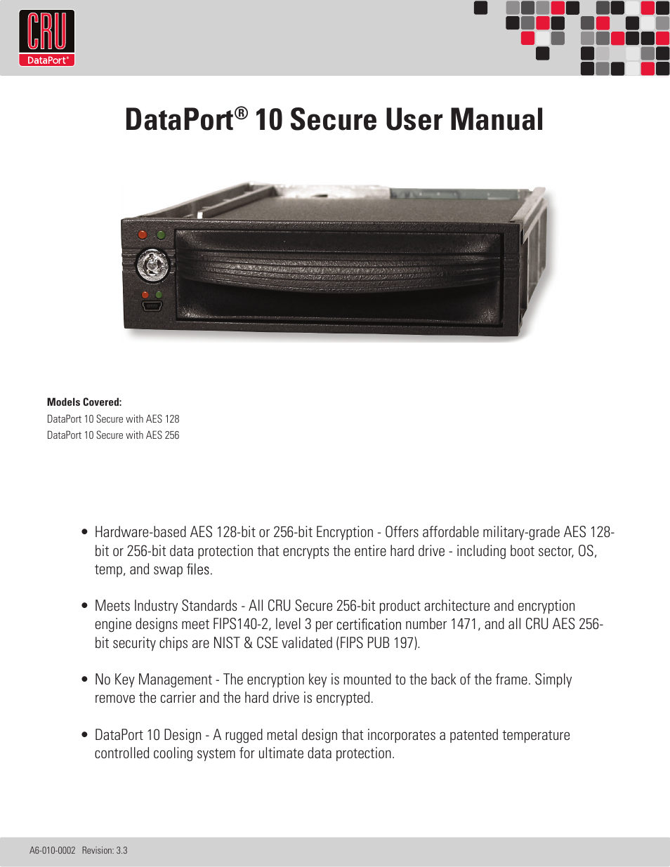 CRU DataPort 10 Secure 256-bit User Manual | 7 pages