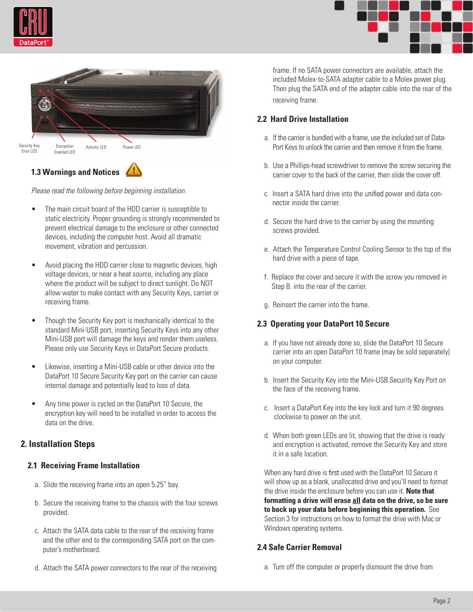 Installation steps | CRU DataPort 10 Secure 256-bit User Manual | Page 3 / 7